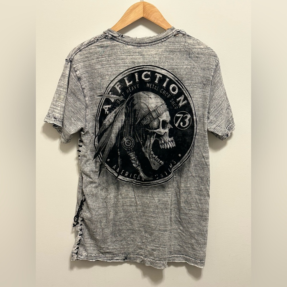 Affliction American Customs Apache Garage T-Shirt Mens Medium Reversible Grunge